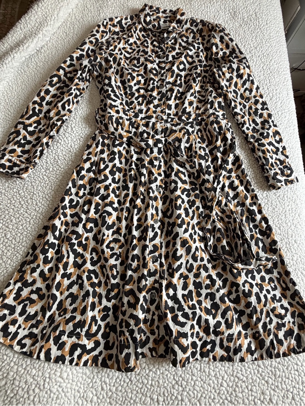 J. Crew Black and Tan Leopard Print Shirt Dress